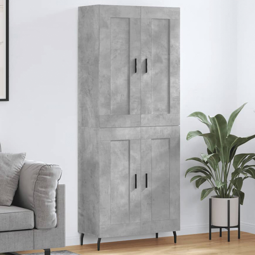 vidaXL 4 Door Concrete Grey Highboard Image 1