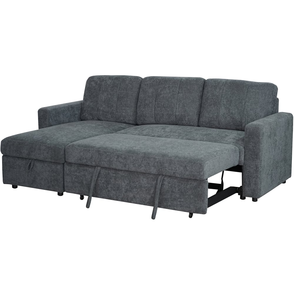 Aspire Nexis 3 Seater Charcoal Left Hand Chaise Corner Sofa Bed Image 5