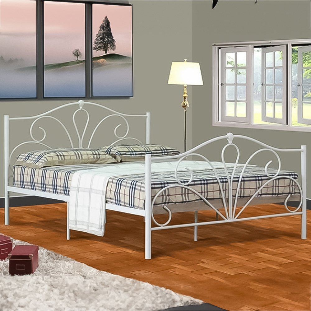 Brooklyn Double Ivory Metal Bed Frame Image 1