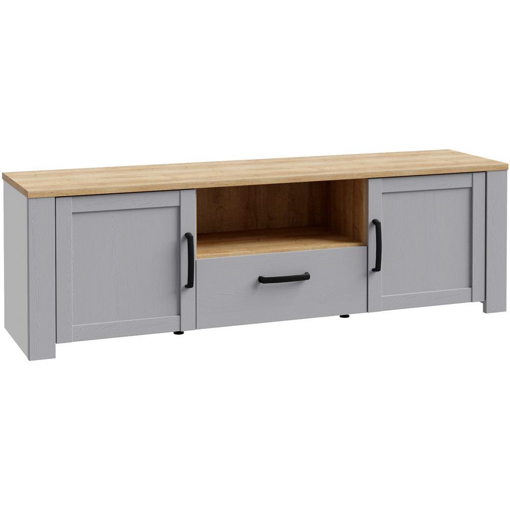 Florence Bohol Single Drawer Single Shelf 2 Door Riviera and Grey Oak LED TV Unit Image 2