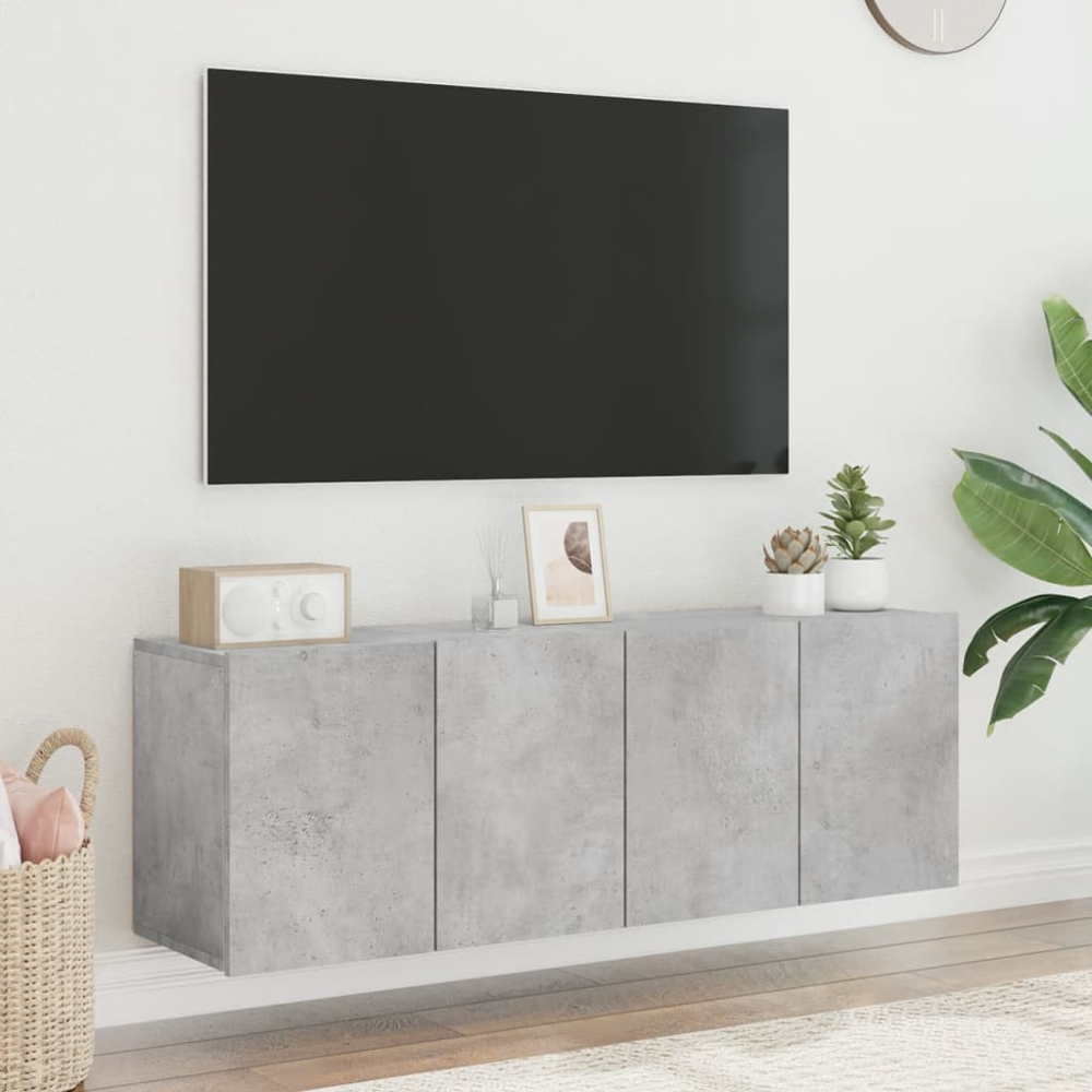 vidaXL 2 Door Concrete Grey Wall Mounted TV Cabinet Set of 2 Image 8