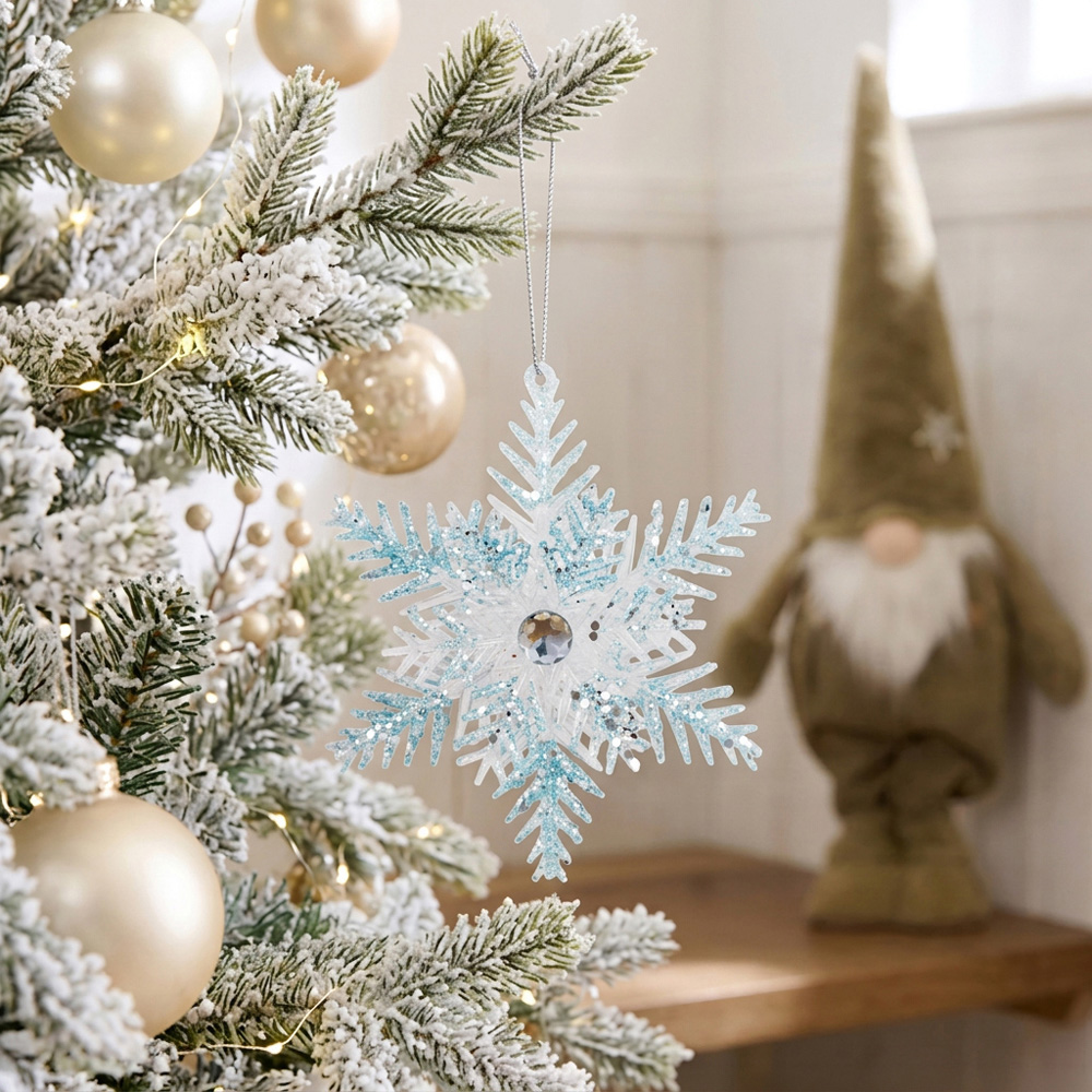 Sparkly Ice Blue Snowflake - Blue Image 2