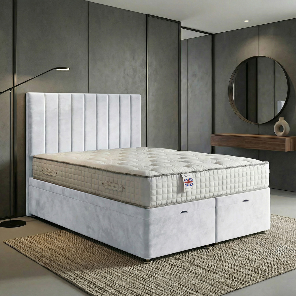 DS Living Aether King Size White Plush Velvet Divan Bed Image 4