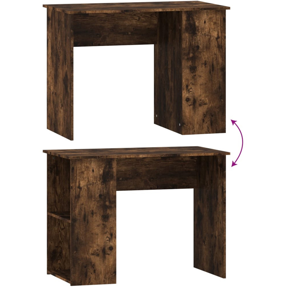 vidaXL 2 Shelf Study Desk Smoked Oak Image 6