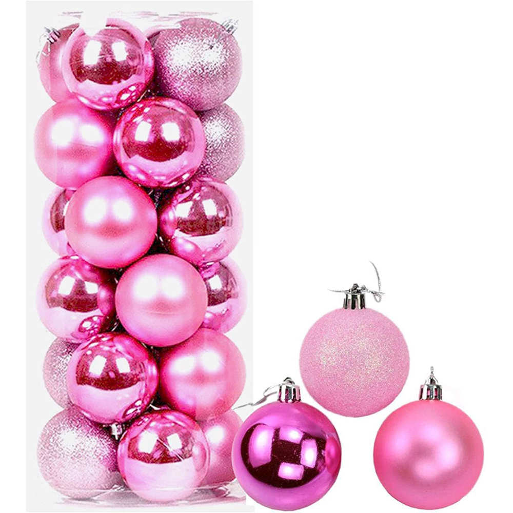Shatchi 6cm Pale Pink Shatterproof Christmas Baubles 18 Pack Image 4