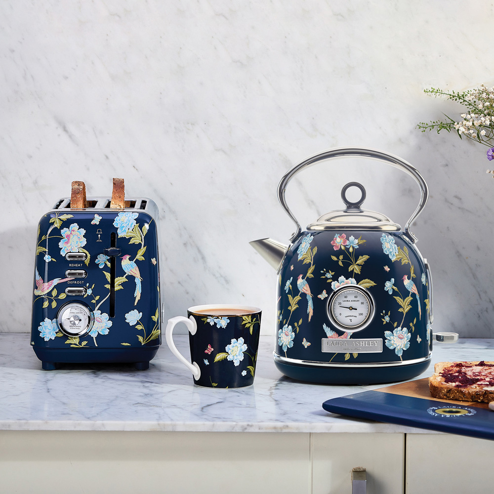 VQ Laura Ashley Blue Elveden Print 2 Slice Toaster and Kettle Bundle 2 Image 2