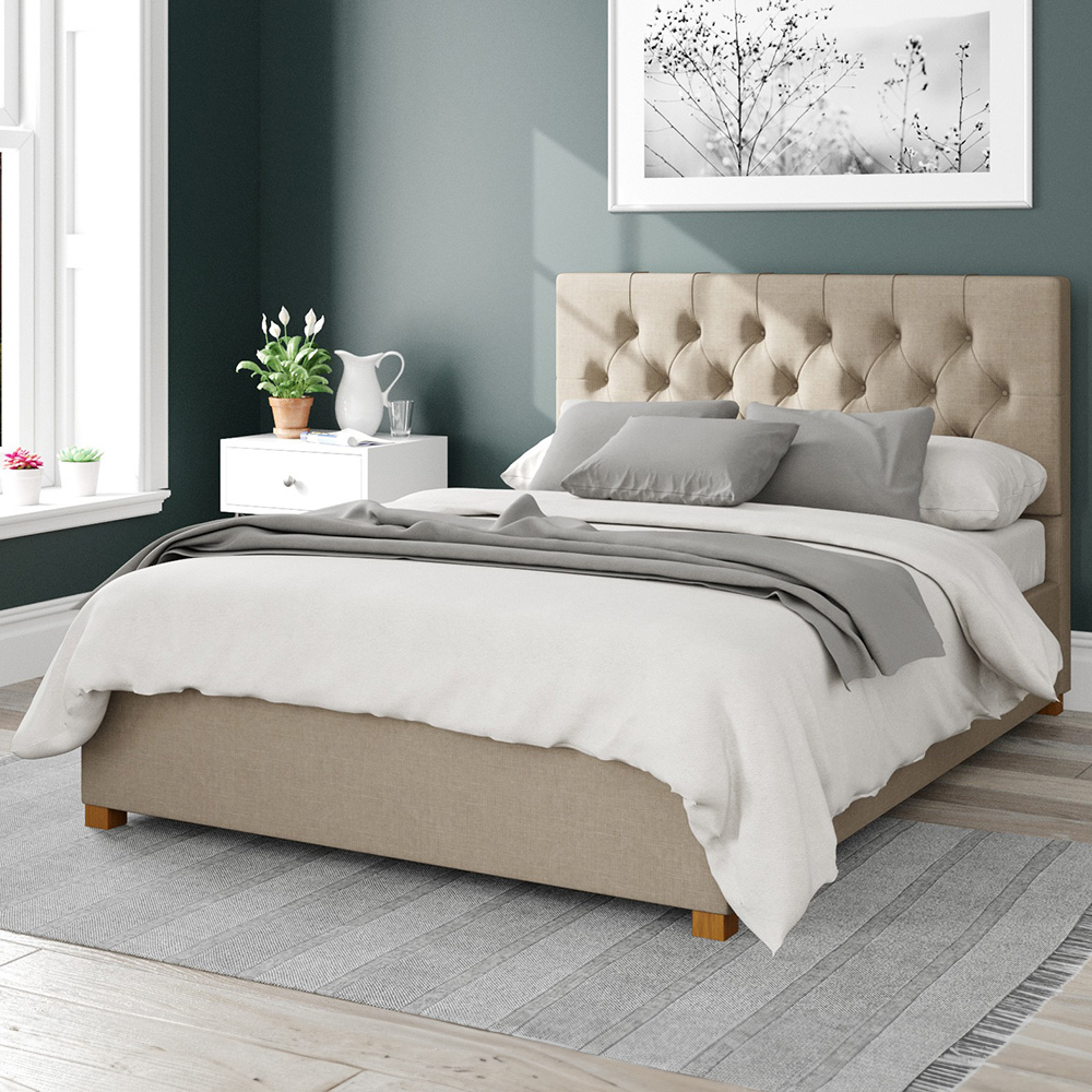Aspire Olivier Small Double Natural Eire Linen Ottoman Bed Image 1