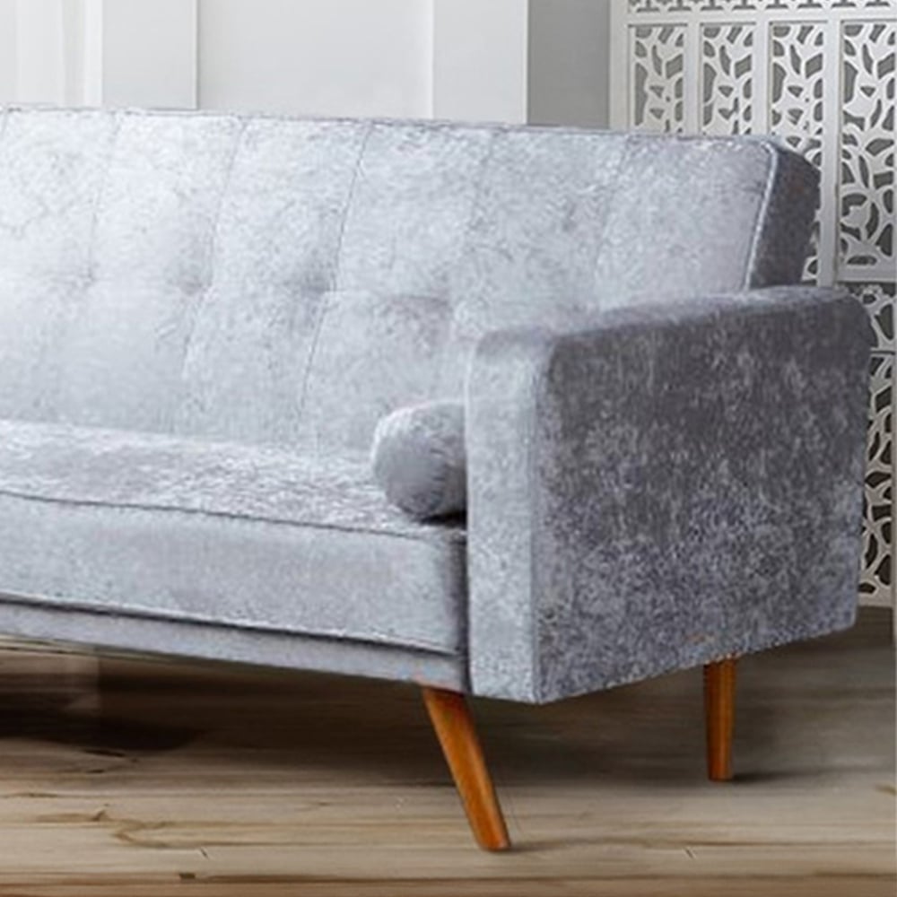 Brooklyn Single Sleeper Silver Crush Velvet Sofa Bed Image 2