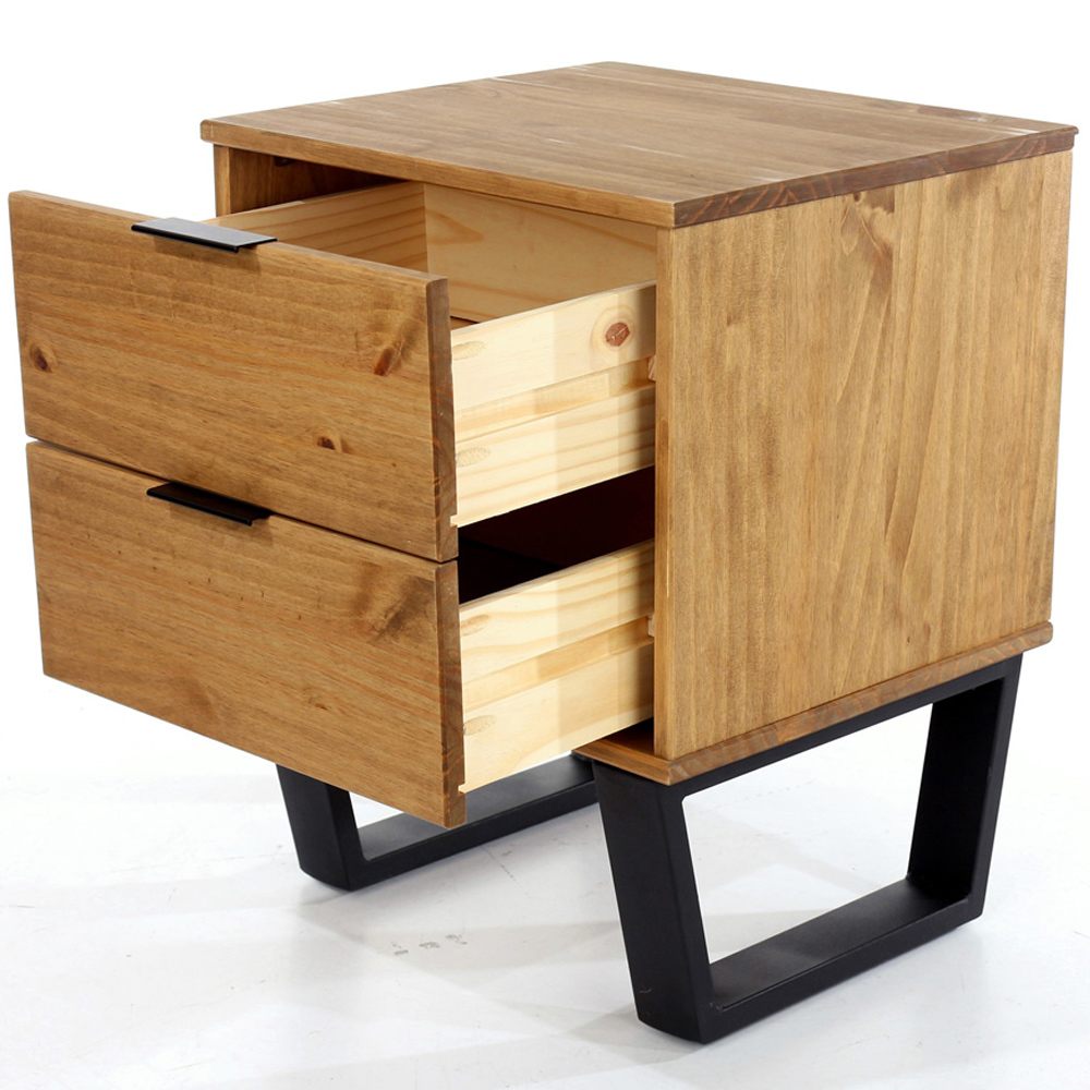 Core Products Texas 2 Drawer Antique Wax Pine Bedside Cabinet Image 5