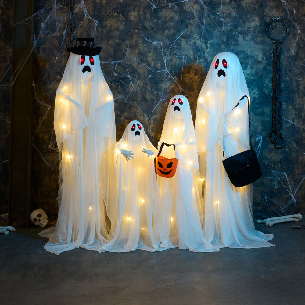 Standing Ghost Family Decoration White Image 2