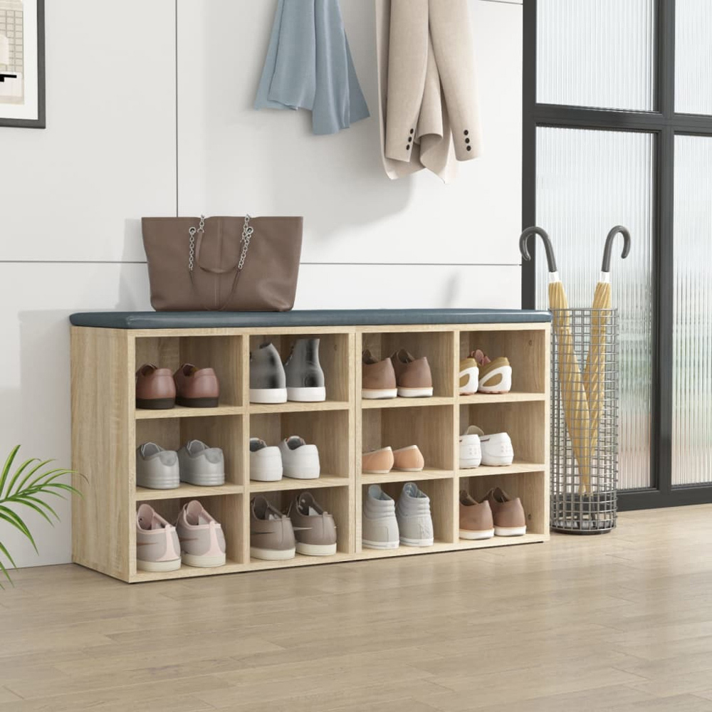 vidaXL 12 Open Shelf Sonoma Oak Shoe Storage Cabinet Set of 2 Image 9