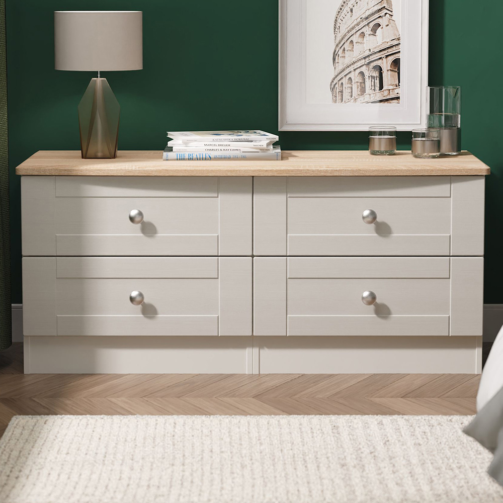 Crowndale Sussex 4 Drawer Grey Ash and Bardolino Oak Bed Box Ready Assembled Image 1