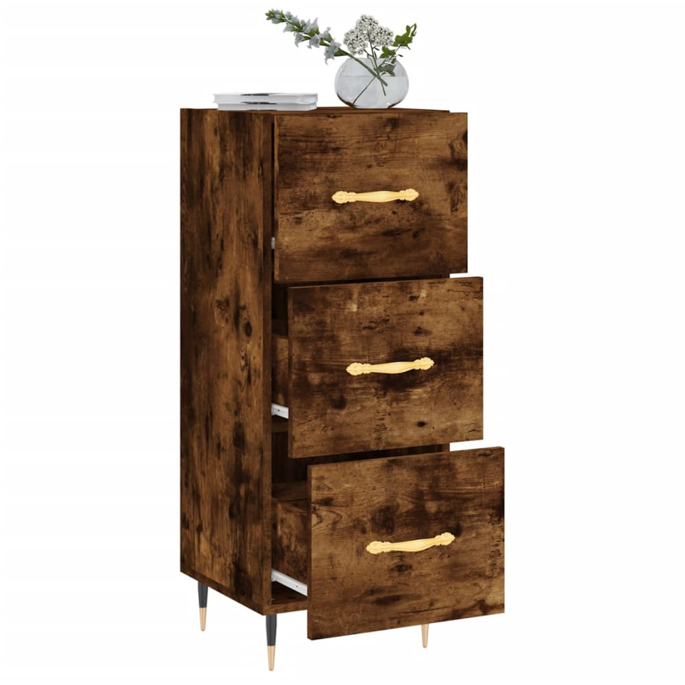 vidaXL 3 Drawer Smoked Oak Sideboard Image 4