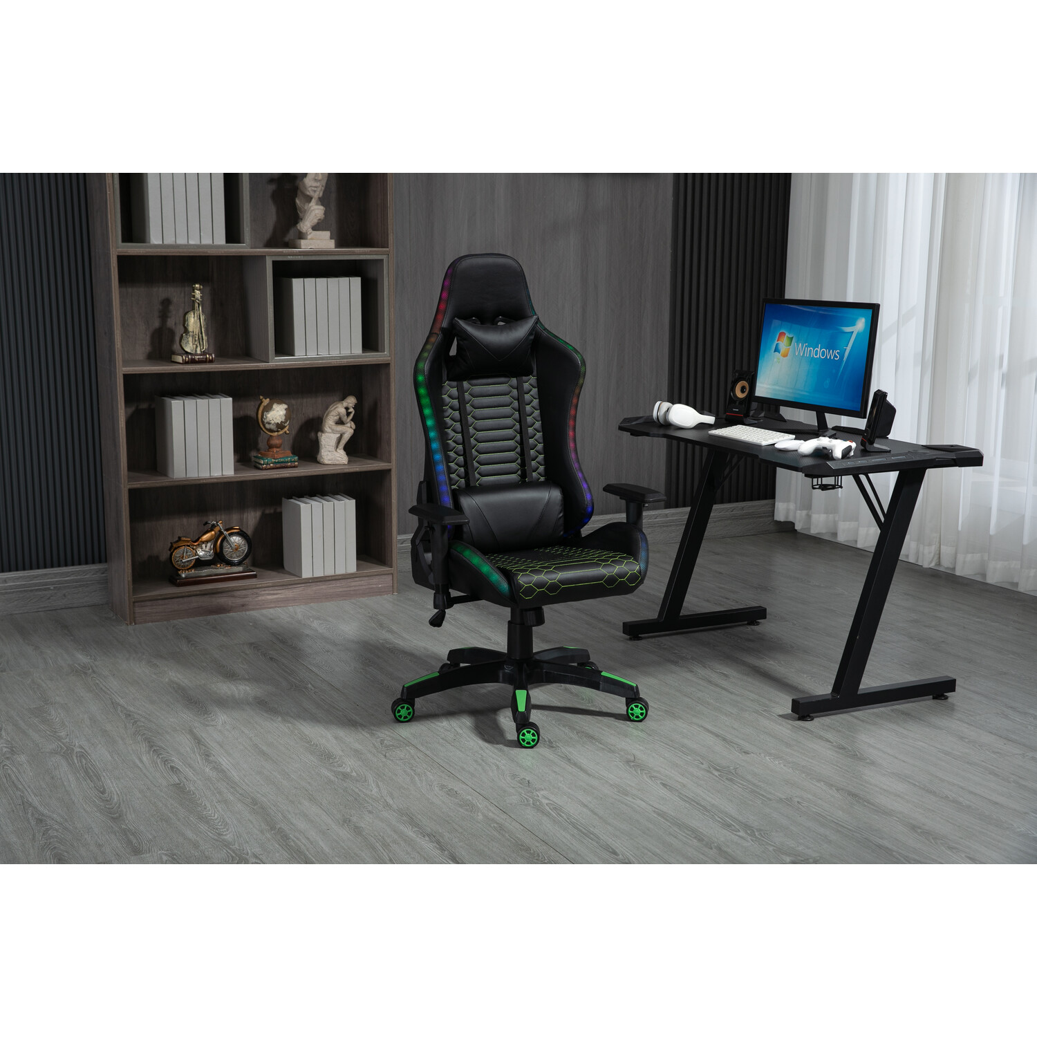 White shark gaming chair shop thunderbolt black rgb