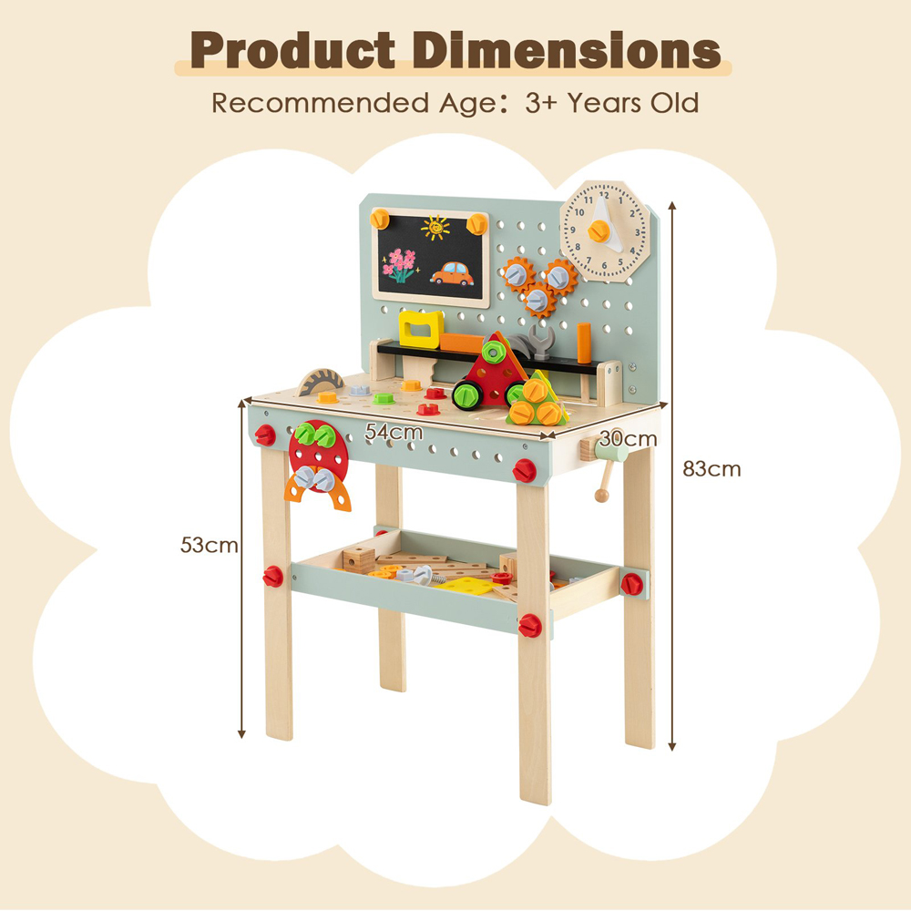 Costway Kids Wooden Tool Workbench with Play Tools Set Image 7