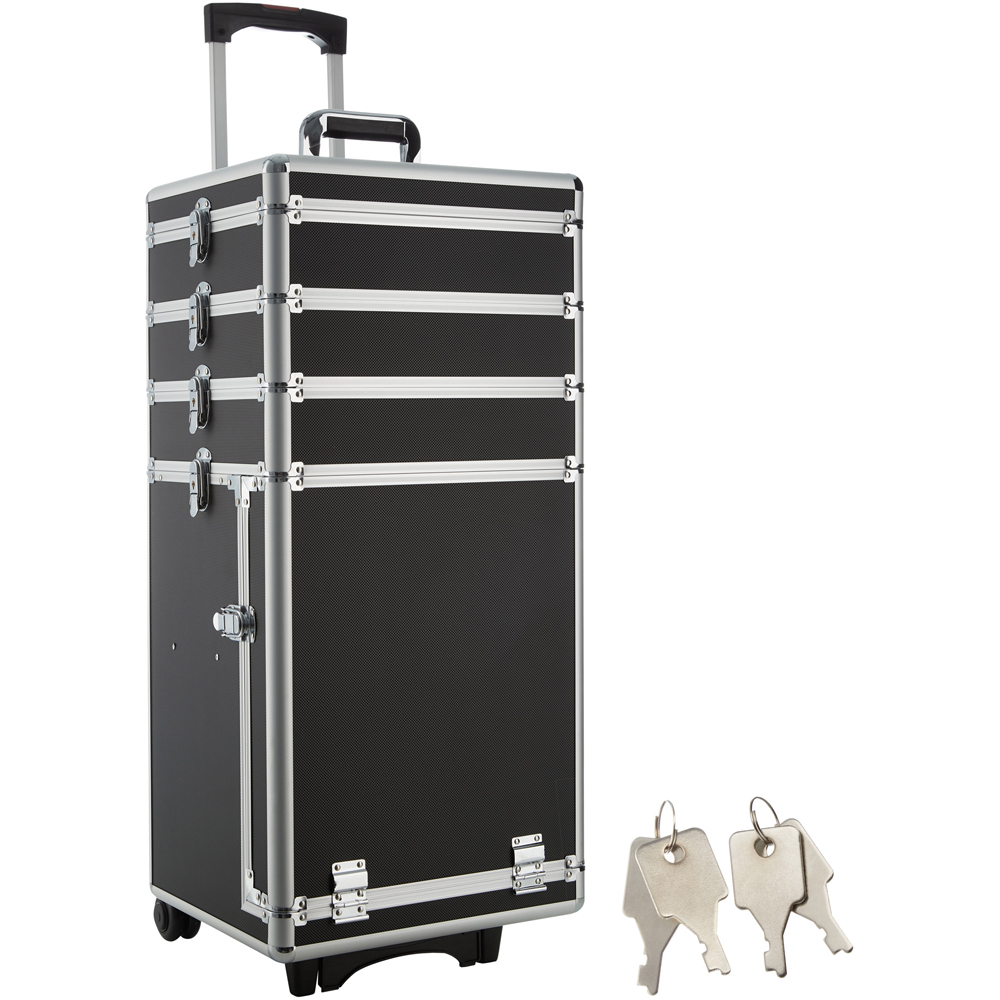 Tectake 4 Level Black Cosmetic Vanity Case 74 x 37cm Image 1