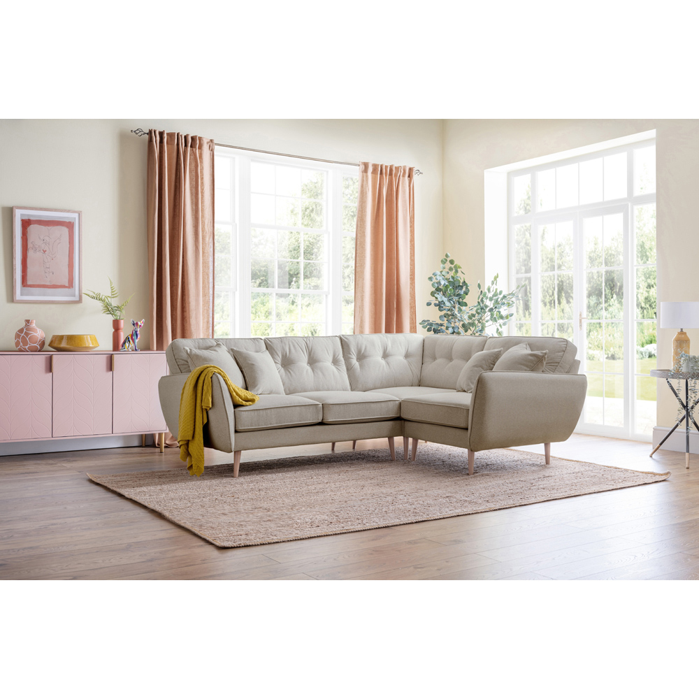 Opry Faro 4 Seater Button Back Linen Corner Sofa Image 5