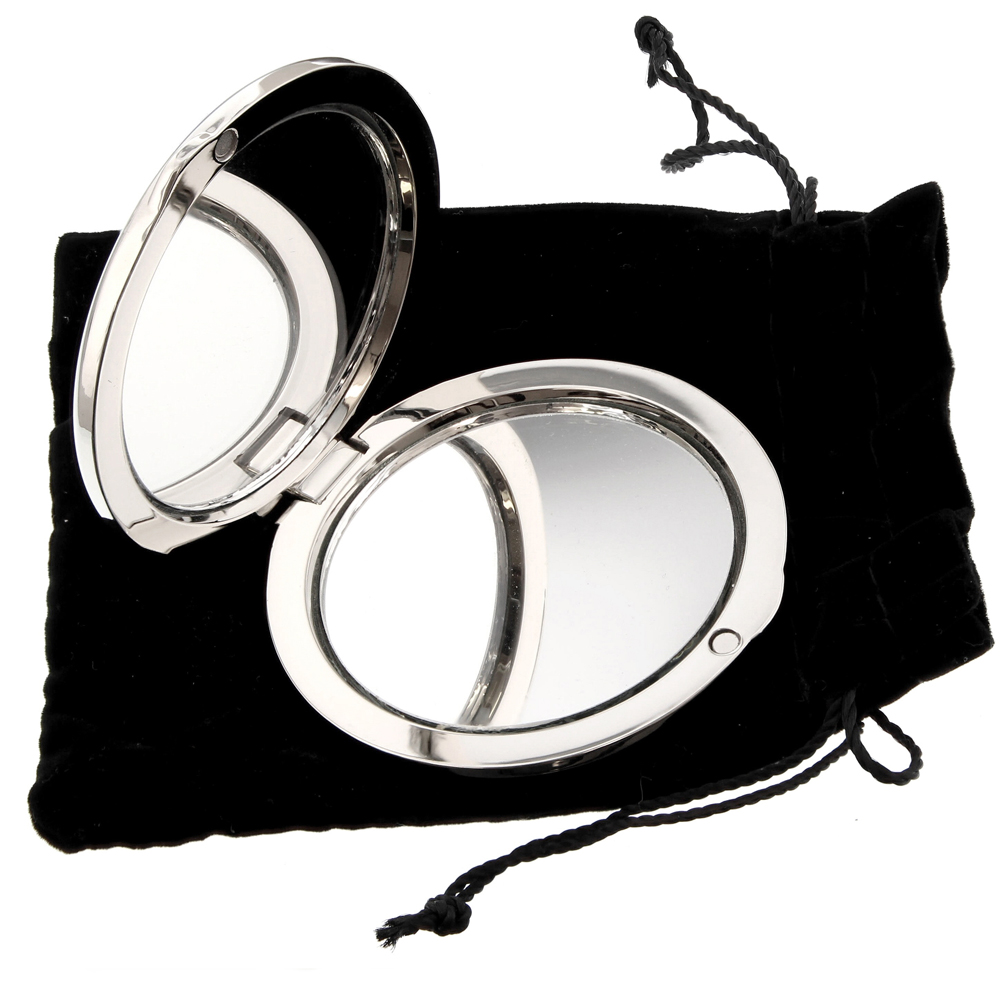 Personalised Memento Personalised Silver Round Compact Mirror Image 3