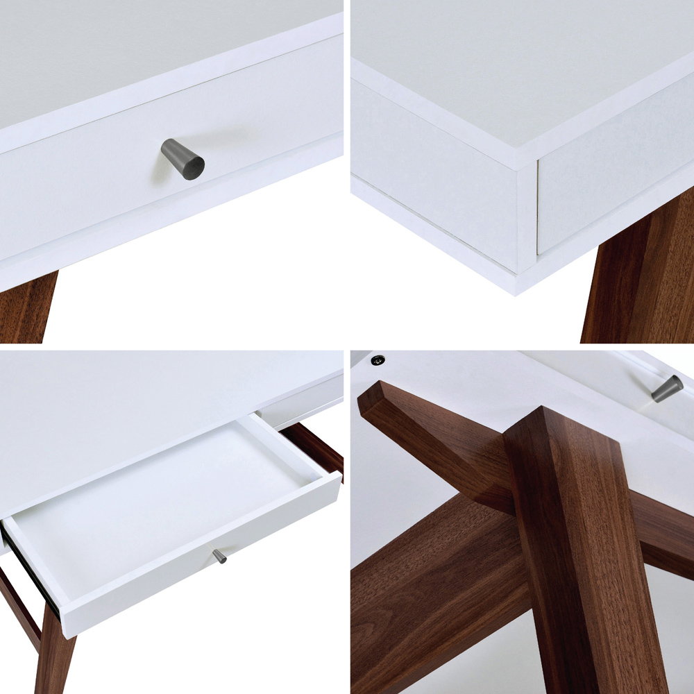 TTAP Florence White and Walnut Effect 2 Drawer Office Computer Desk Image 6