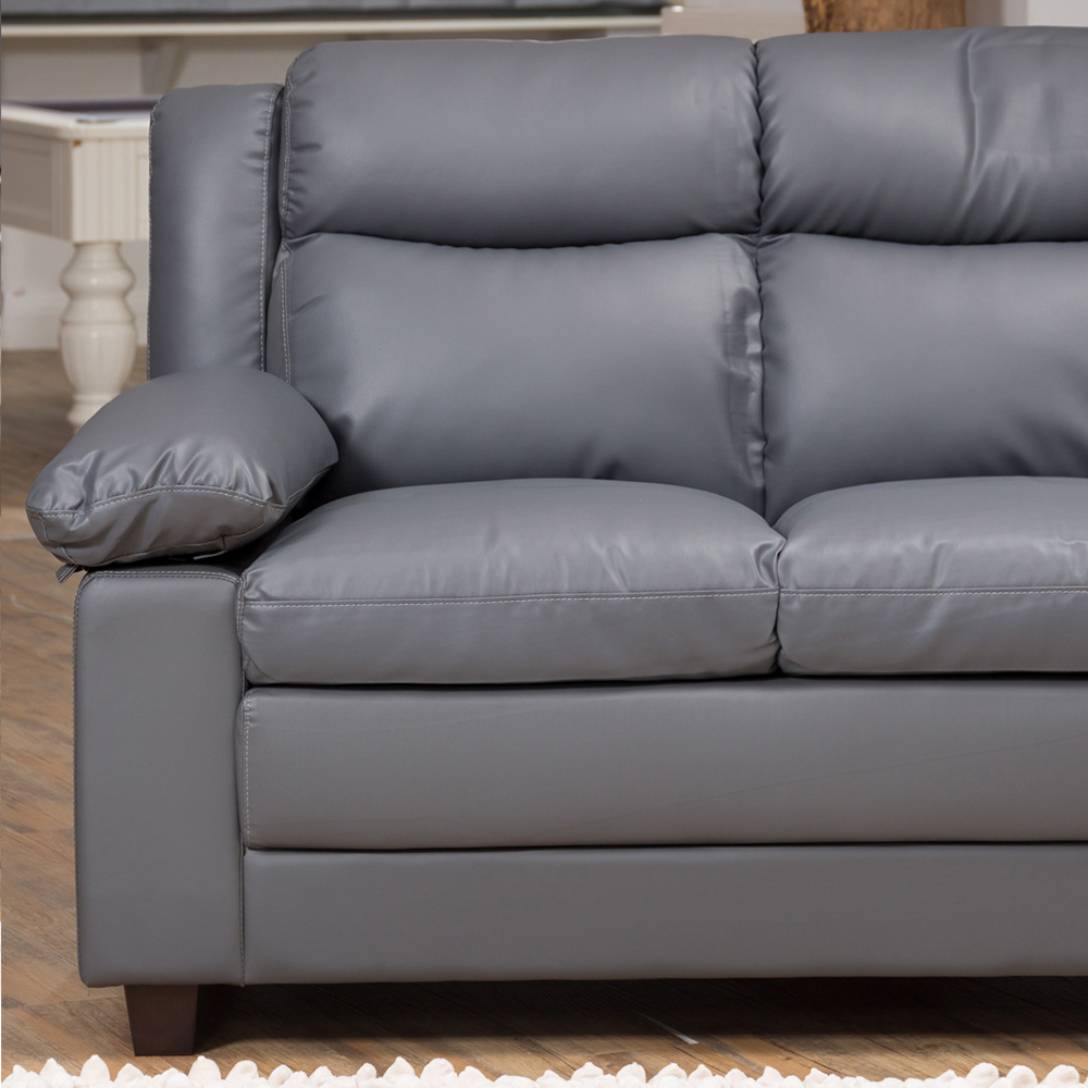 Standish 2 Seater Grey Bonded Leather Sofa Image 2