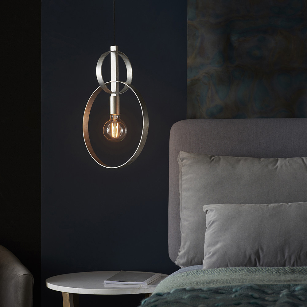 Merano Trento Antique Silver Leaf Pendant Ceiling Light Image 2