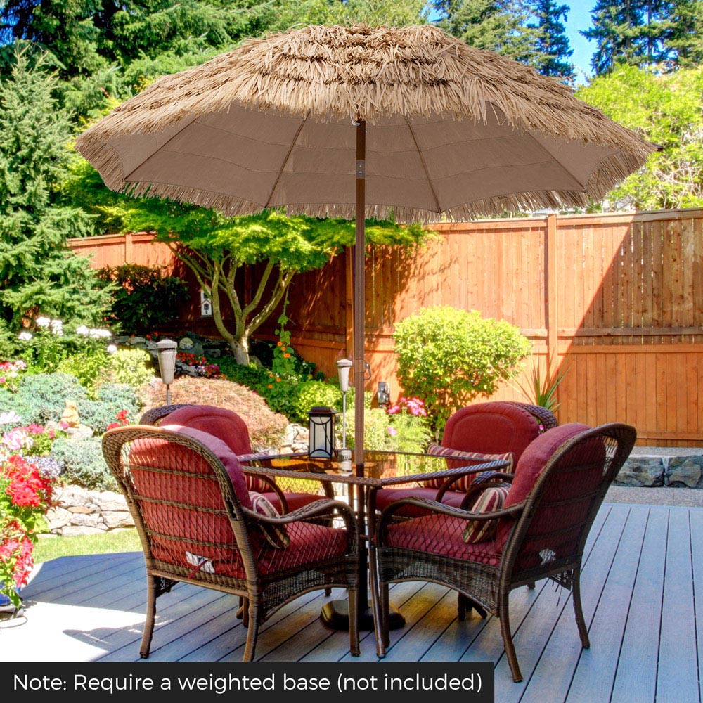 Costway Hula Thatched Tiki Tilt Umbrella 196cm Image 7