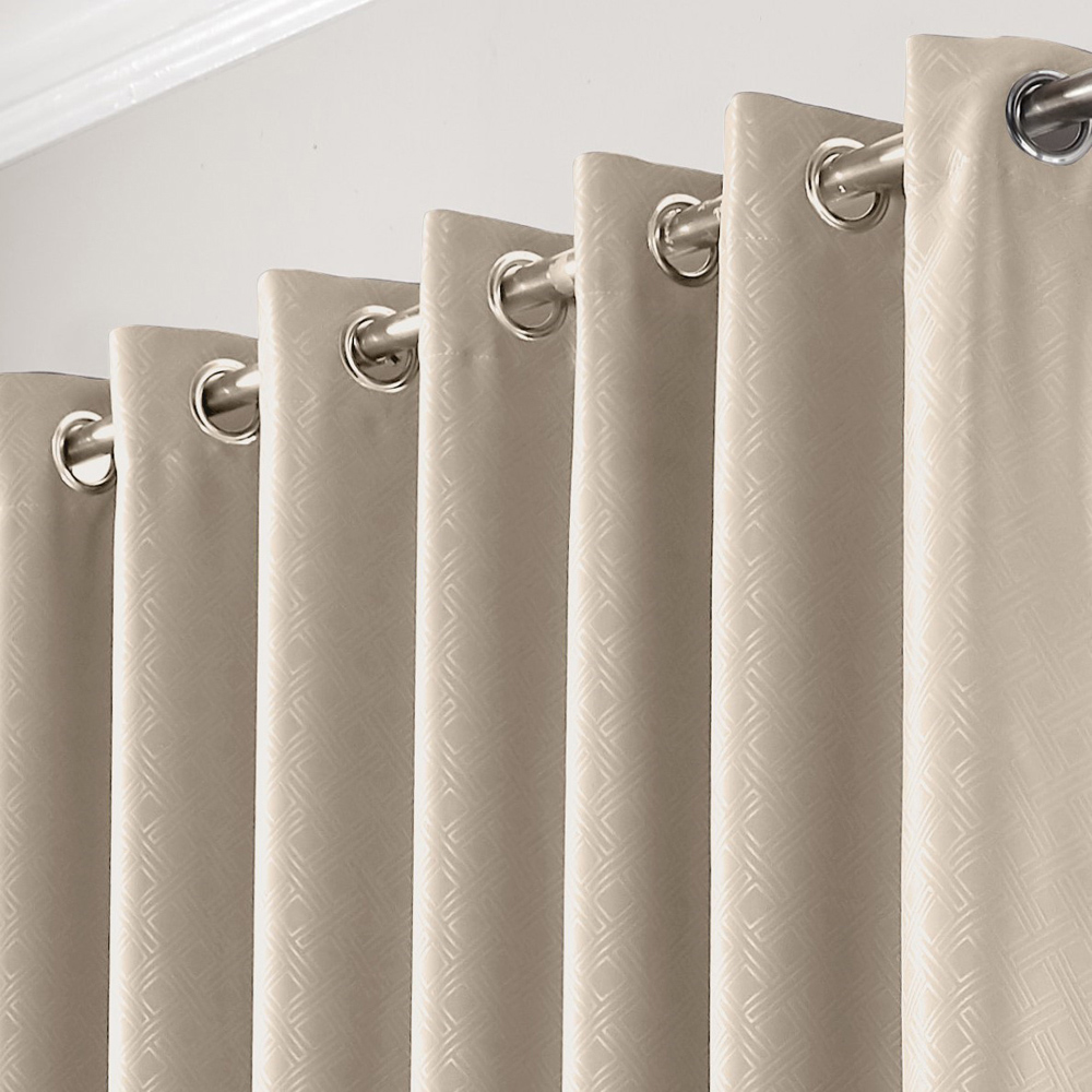 Alan Symonds Amond Cream Blackout Ring Top Eyelet Curtains 117 x 137cm Image 2