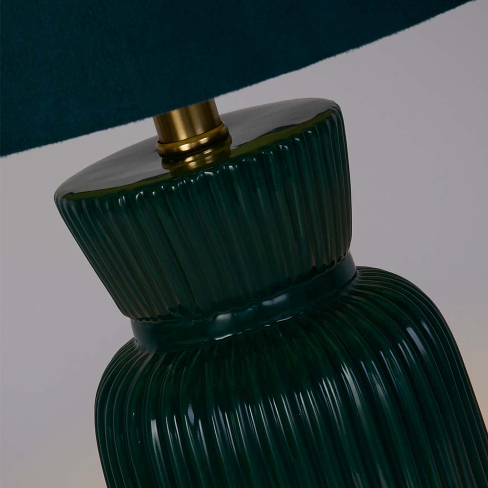Lighting Collection Romero Suede Effect Fabric Shade Green Ceramic Table Lamp Image 4