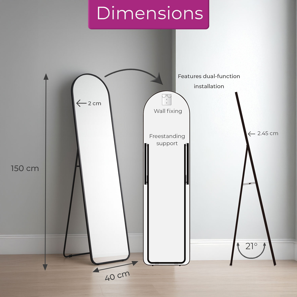 Neo Black Metal Frame Full Length Mirror 40 x 150cm Image 9