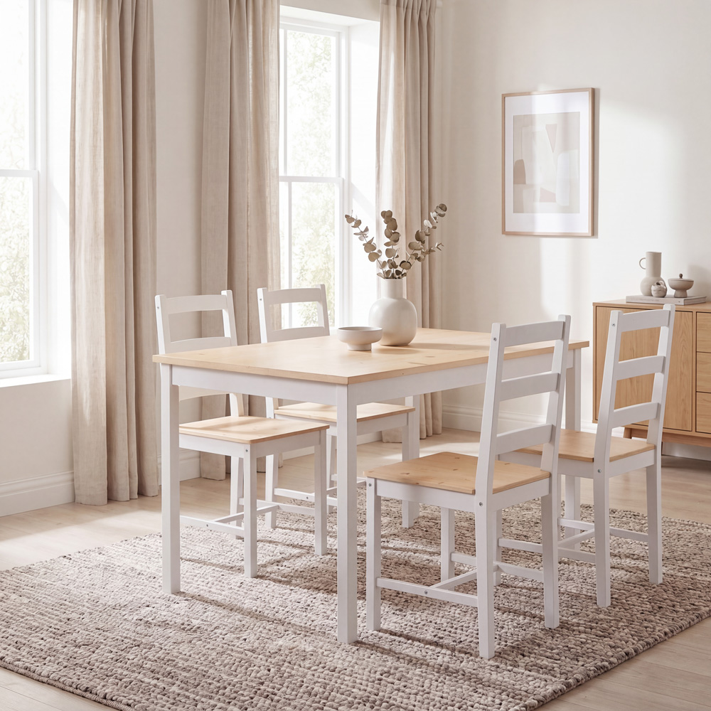 VIDA DESIGNS Yorkshire 4 Seater Dining Set White and Pine Image 7