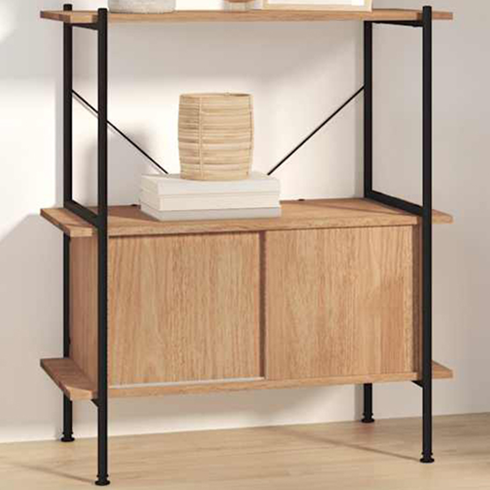 vidaXL 2 Door 2 Shelf Light Brown Shelving Unit Image 1