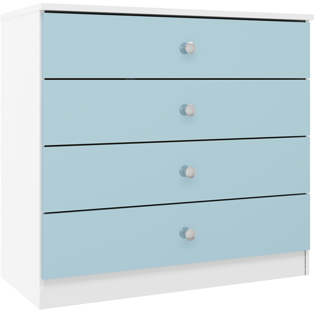 Seconique Denver 4 Drawer White and Blue Gloss Storage Chest Image 2