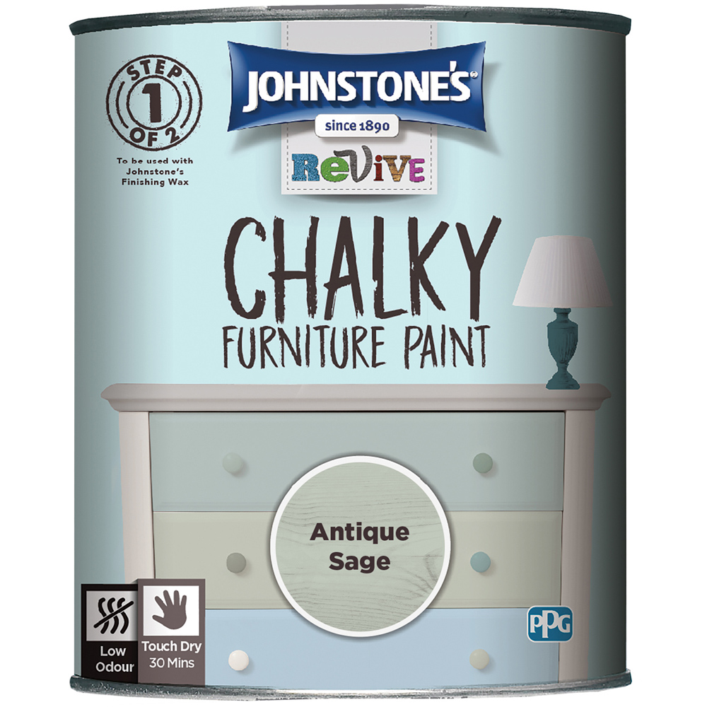 Johnstone's Antique Sage Chalky Furniture Paint 750ml Image 2