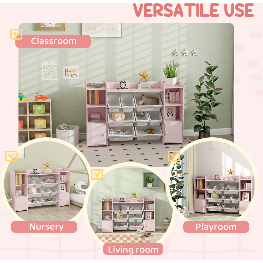 AIYAPLAY 2 Door 7 Shelf Pink Kids Toy Storage Organiser with 8 Removable Storage Bins Image 7