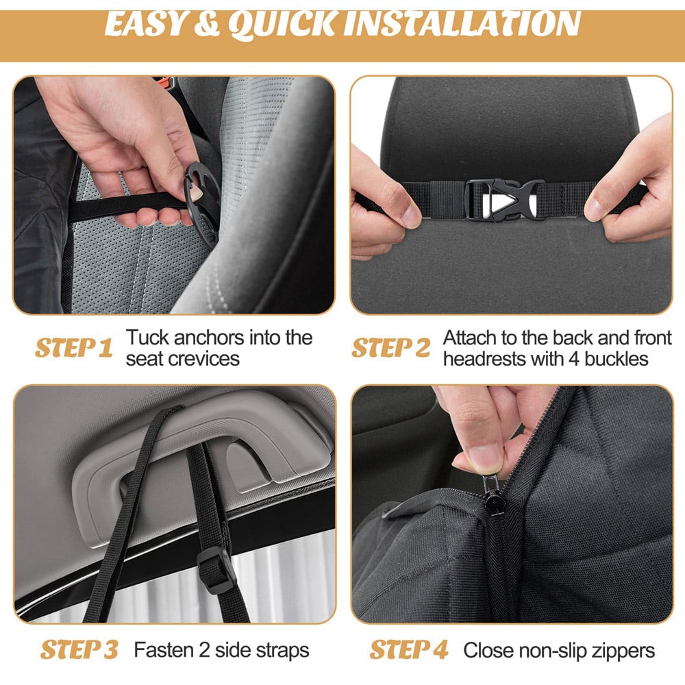 Costway Black Dog Car Seat Cover with Mesh Windows Image 7