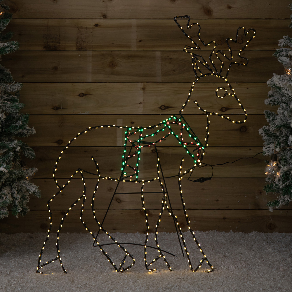 Samuel Alexander FlexiBrights 420 Multicoloured LED Reindeer Christmas Decoration 1.4m x 86cm Image 1