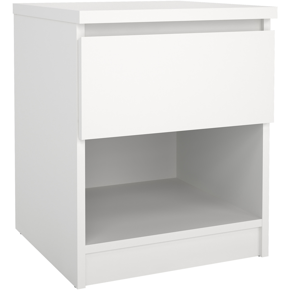 Florence Naia Single Drawer Single Shelf White Bedside Table Image 2
