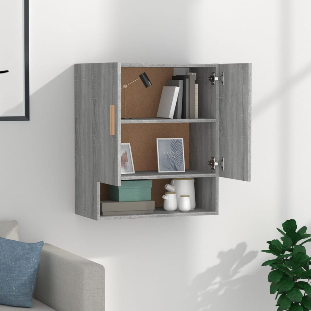 vidaXL 2 Door Single Shelf Grey Sonoma Wall Cabinet Image 8