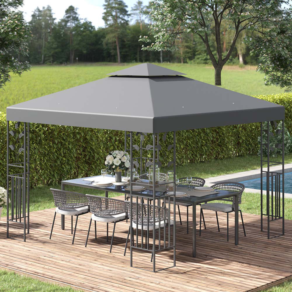 Outsunny 3 x 3m Sunshade Grey Canopy Gazebo Tent Image 1