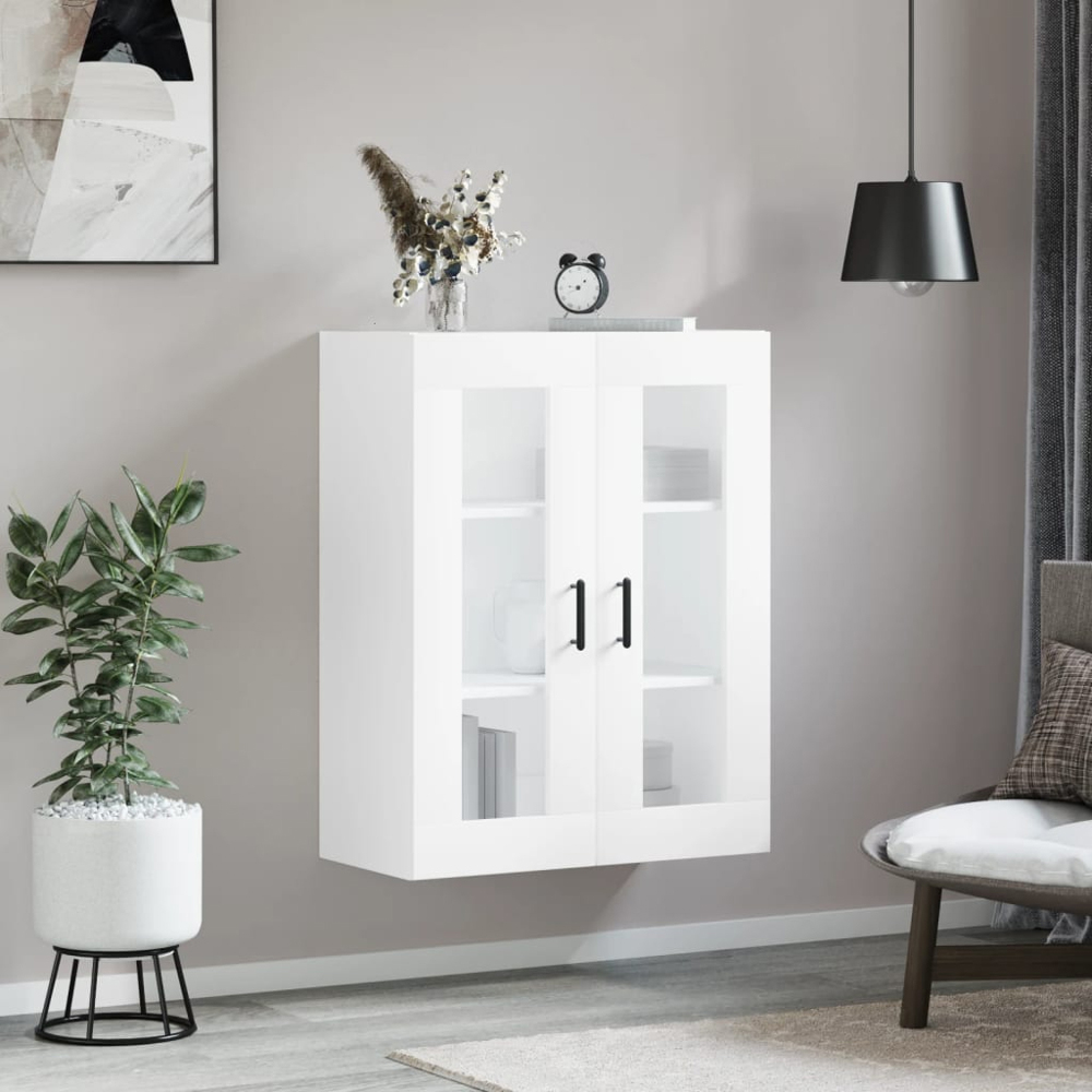 vidaXL 2 Glass Door White Wall Mounted Storage Cabinet Image 9