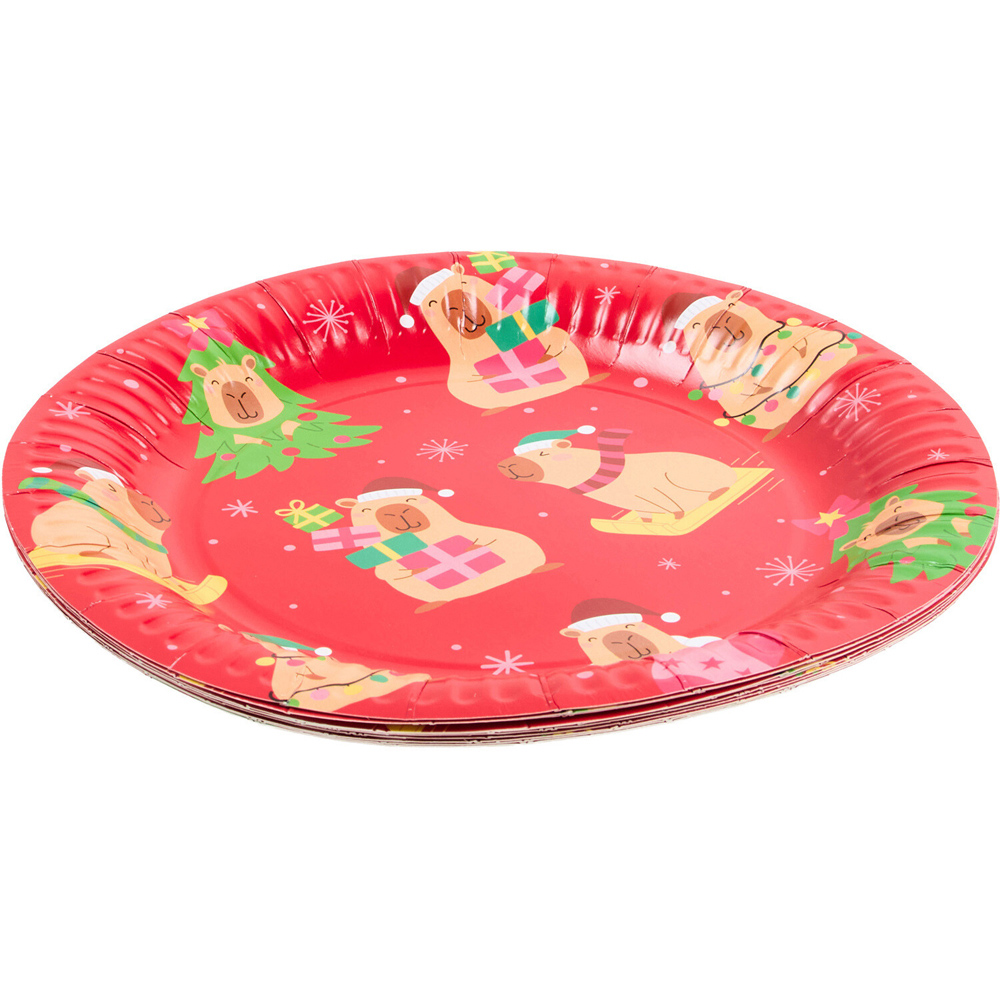 Pack of 10 Christmas Capybara Paper Plates Image 3