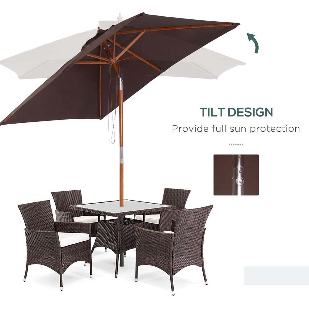 Outsunny Brown Tilting Parasol 2 x 1.5m Image 4