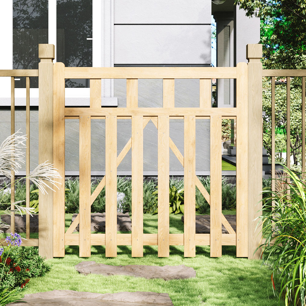 Outdoor Triangular Support Wooden Nature Garden Fence Door, 120 x 120 x 2.5cm Image 7