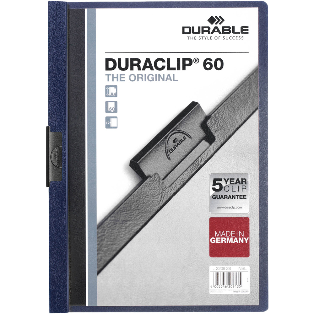 Durable DURACLIP A4 Midnight Blue 60 Sheet Document Clip File Folder 25 Pack Image 1