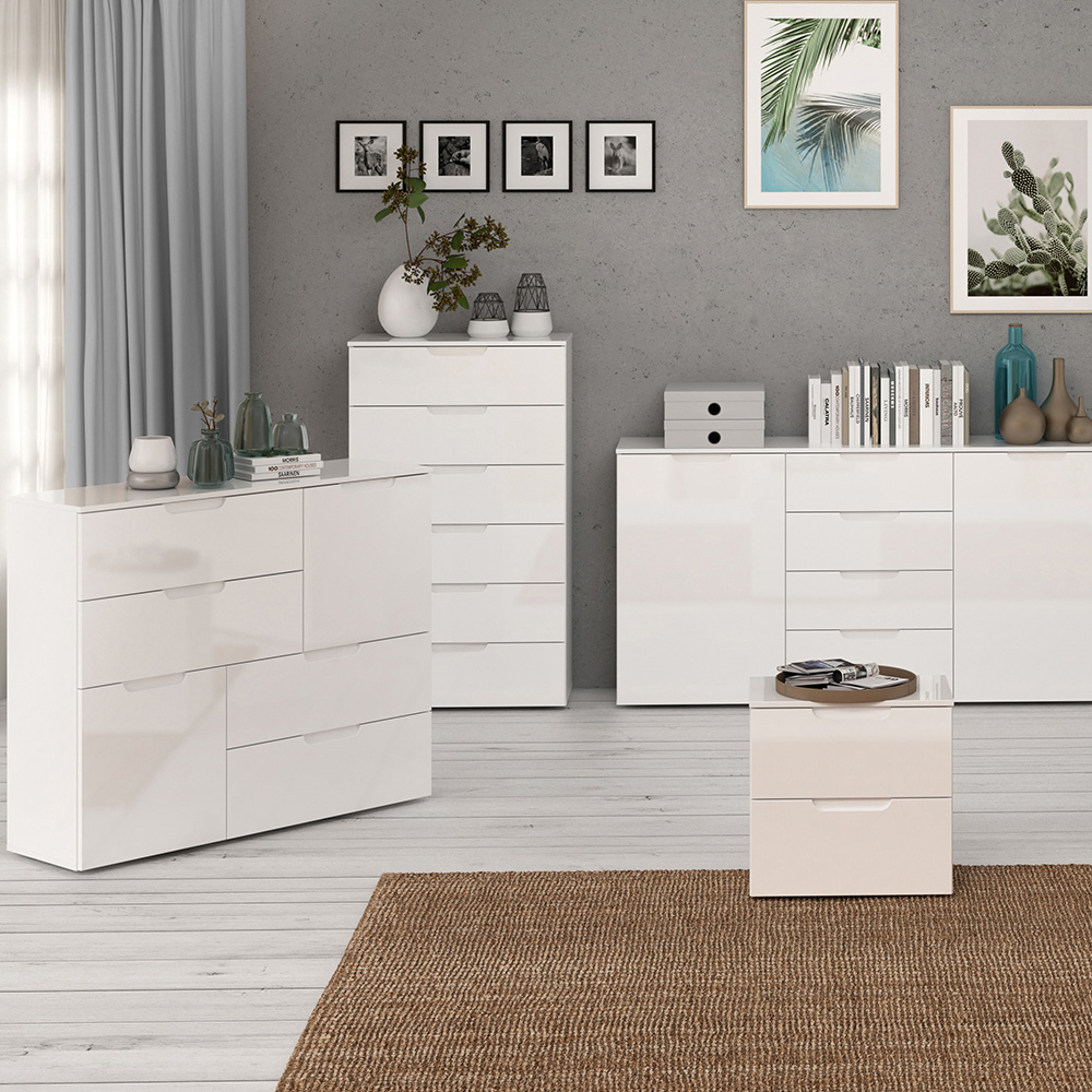 Florence Sienna 6 Drawer White High Gloss Chest of Drawers Image 7