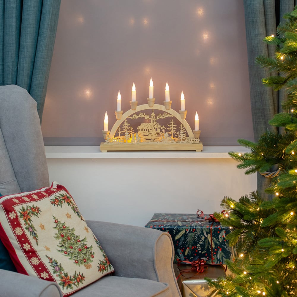 The Christmas Workshop LED Wooden Candle Bridge Decoration Image 6