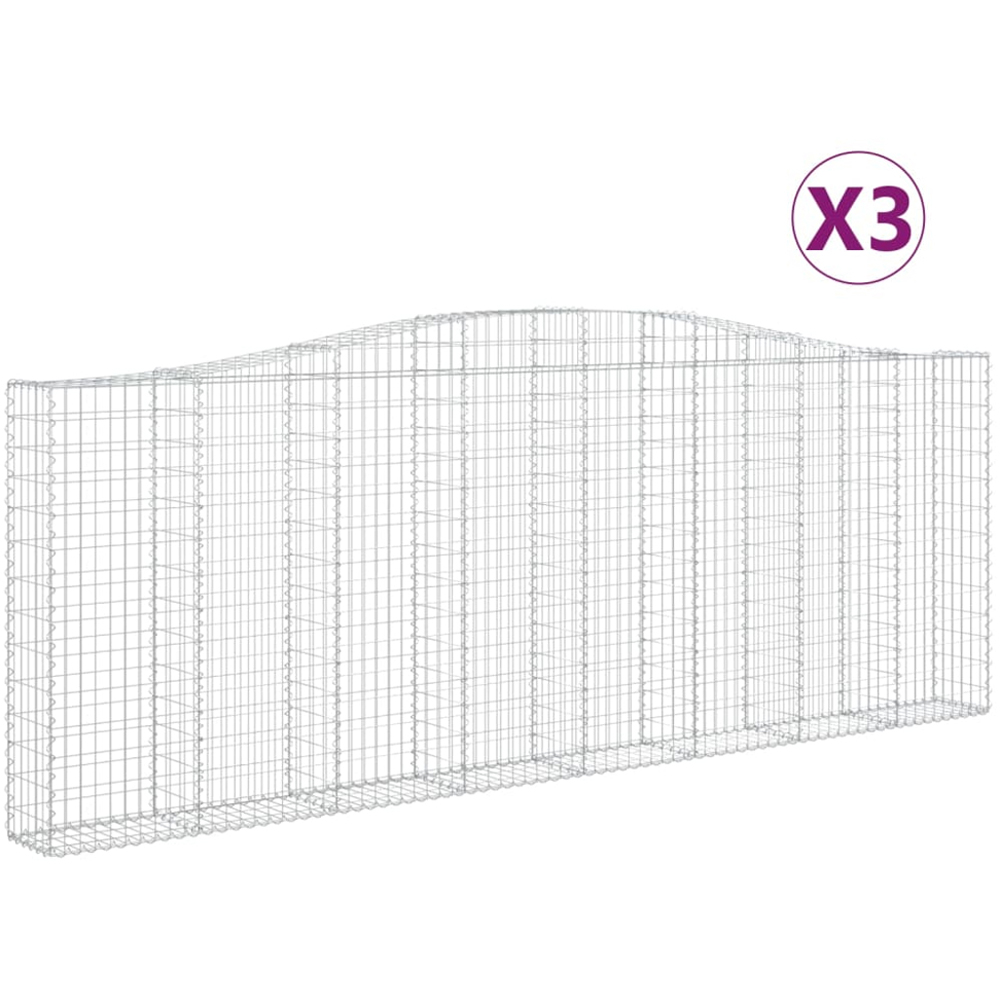 vidaXL Silver Galvanised Iron Gabion Basket 400 x 30 x 140/160cm 3 Pack Image 4