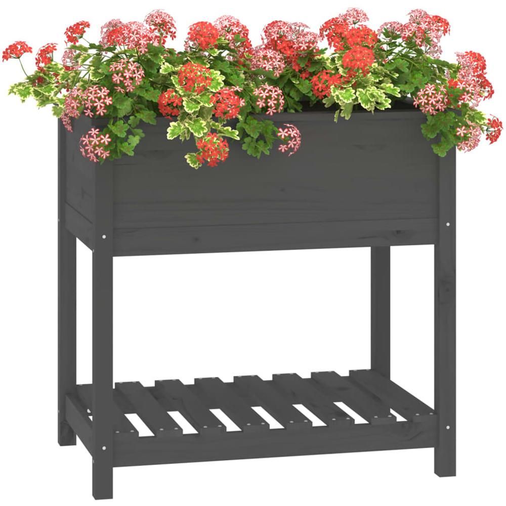 vidaXL Single Shelf Grey Solid Pine Wood Garden Planter 82.5 x 54 x 81cm Image 3