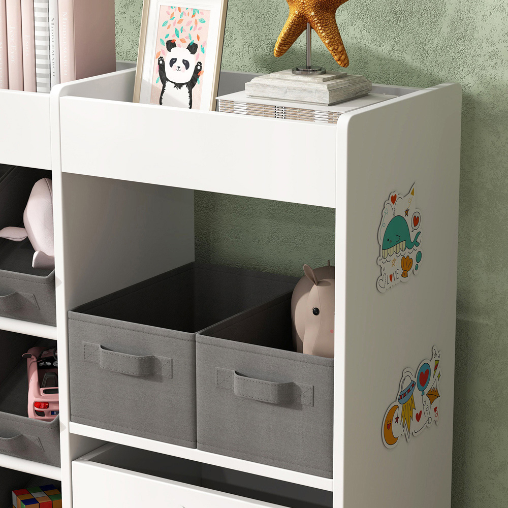 AIYAPLAY 11 Bin White Kids Toy Storage Unit with 3 Stickers Image 3