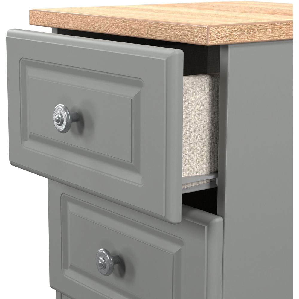Crowndale Norfolk 2 Drawer Dusk Grey and Bardolino Oak Compact Bedside Cabinet Ready Assembled Image 6